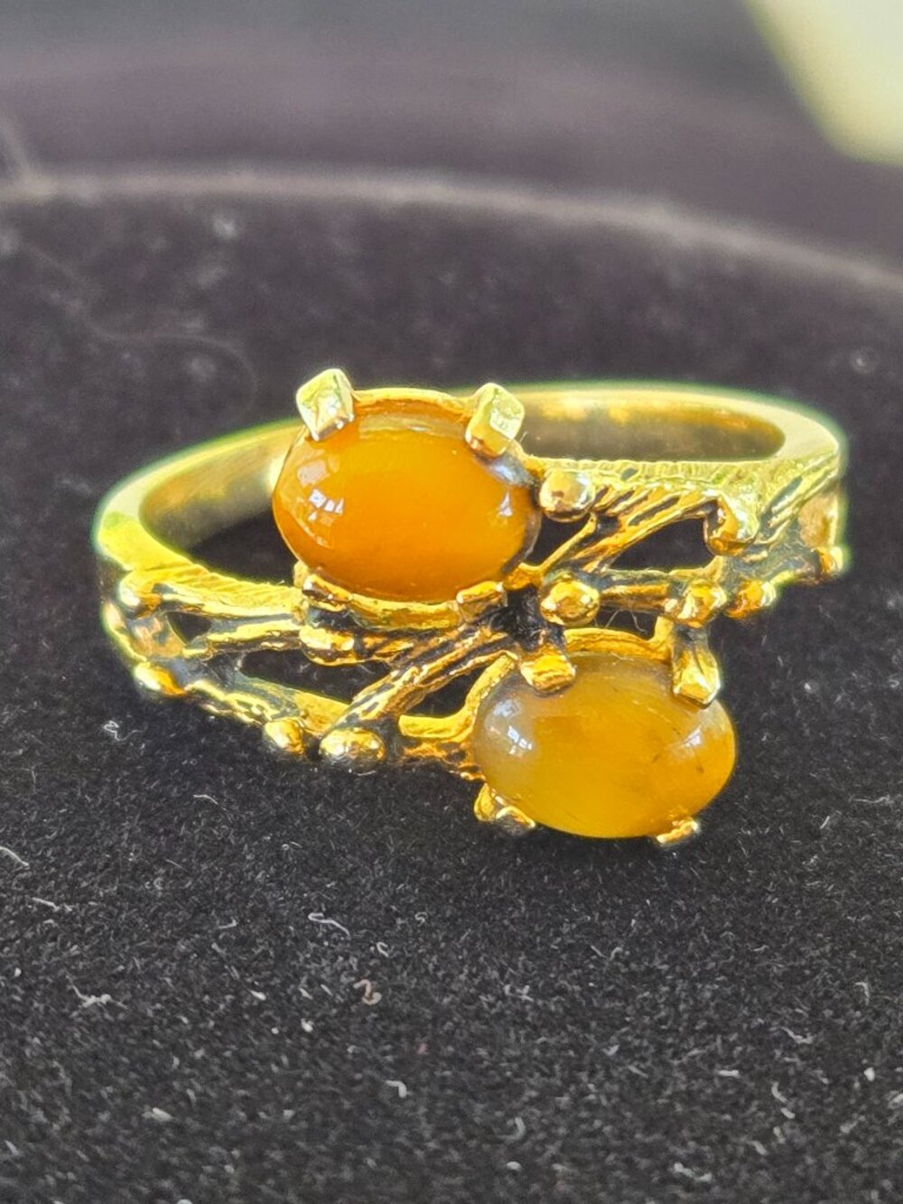 Faux Tigers Eye Gold Filled Ring, possibly Joseph Esposito size almost 8